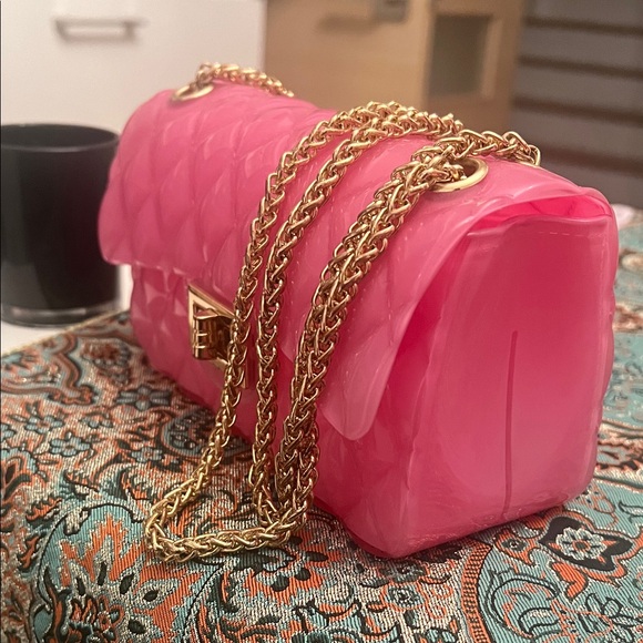 Pink PVC Quilted Chain Bag - Picture 4 of 6